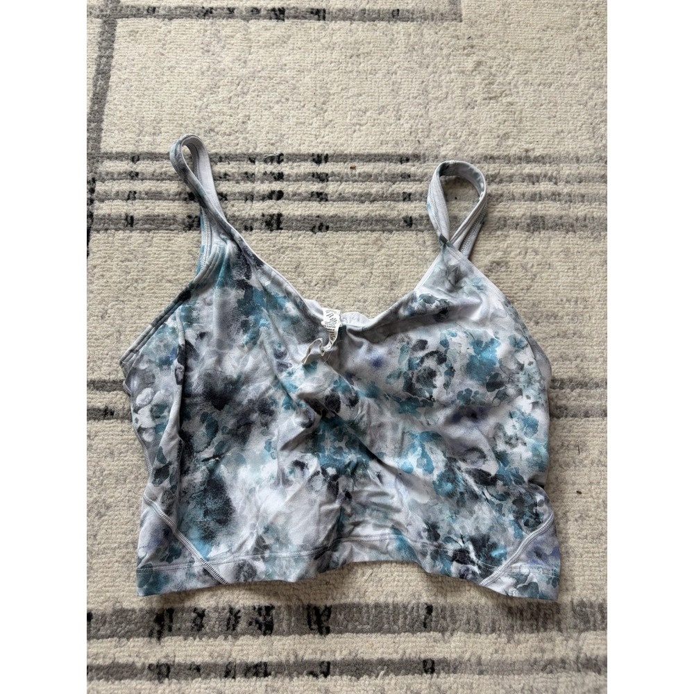 Lululemon Sports Bra Blue Floral Watercolor Activewear Womens Size 12